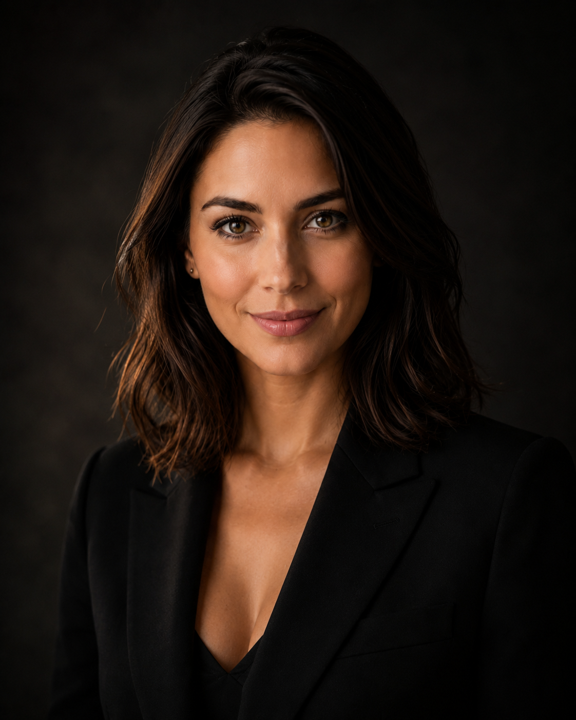 Cinematic style headshot sample: dramatic lighting, editorial feel, high contrast
